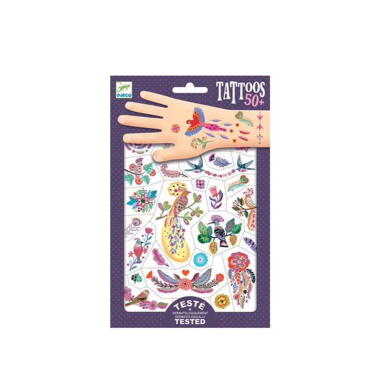 2 planches de tattoos Plume color Djeco