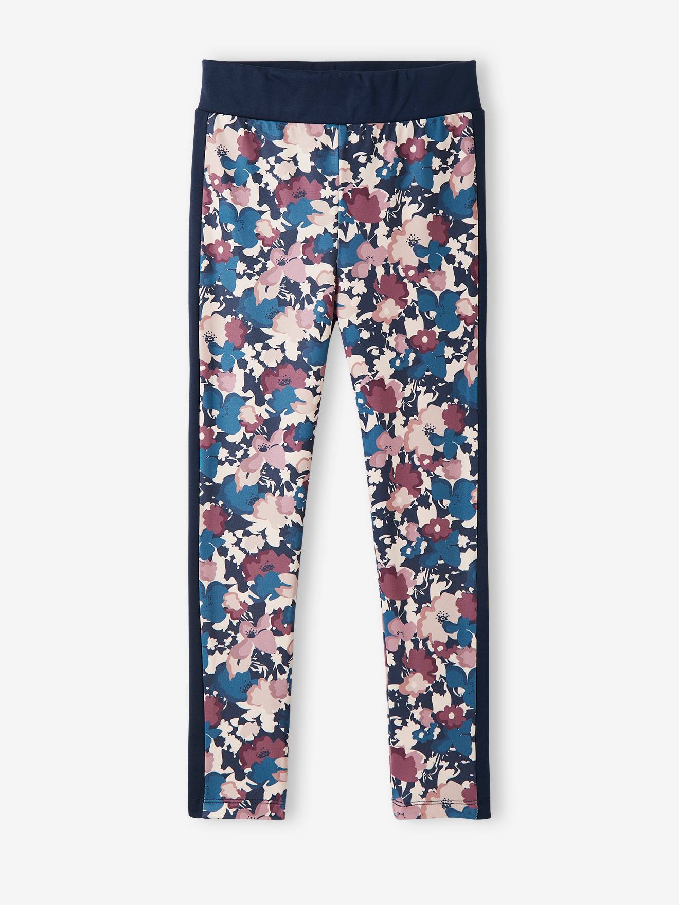 Legging de sport toucher doux fille bleu marine aop