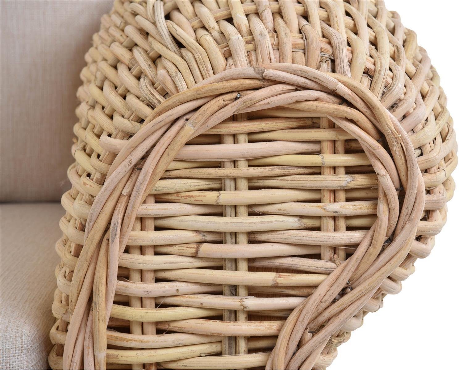 Krines Home Loungesofa Rattan-Sofa Chester 3-Sitzer Liegesofa Wintergarten Couch/ Polster