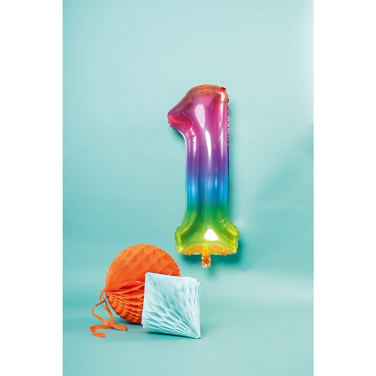 Folienballon Yummy Gummy Regenbogen Zahl 1, ca. 81 cm