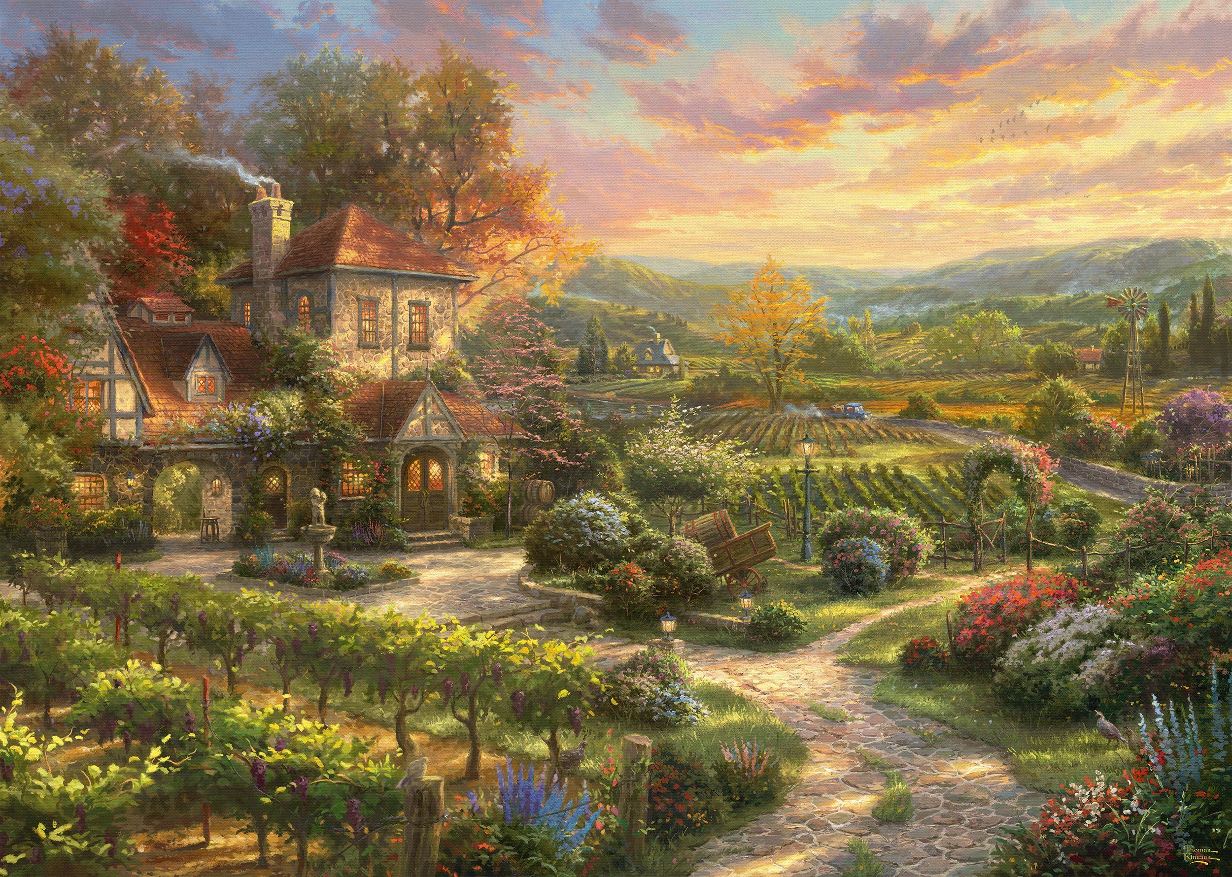 Schmidt Spiele Puzzle In den Weinbergen, 2000 Puzzleteile, Thomas Kinkade