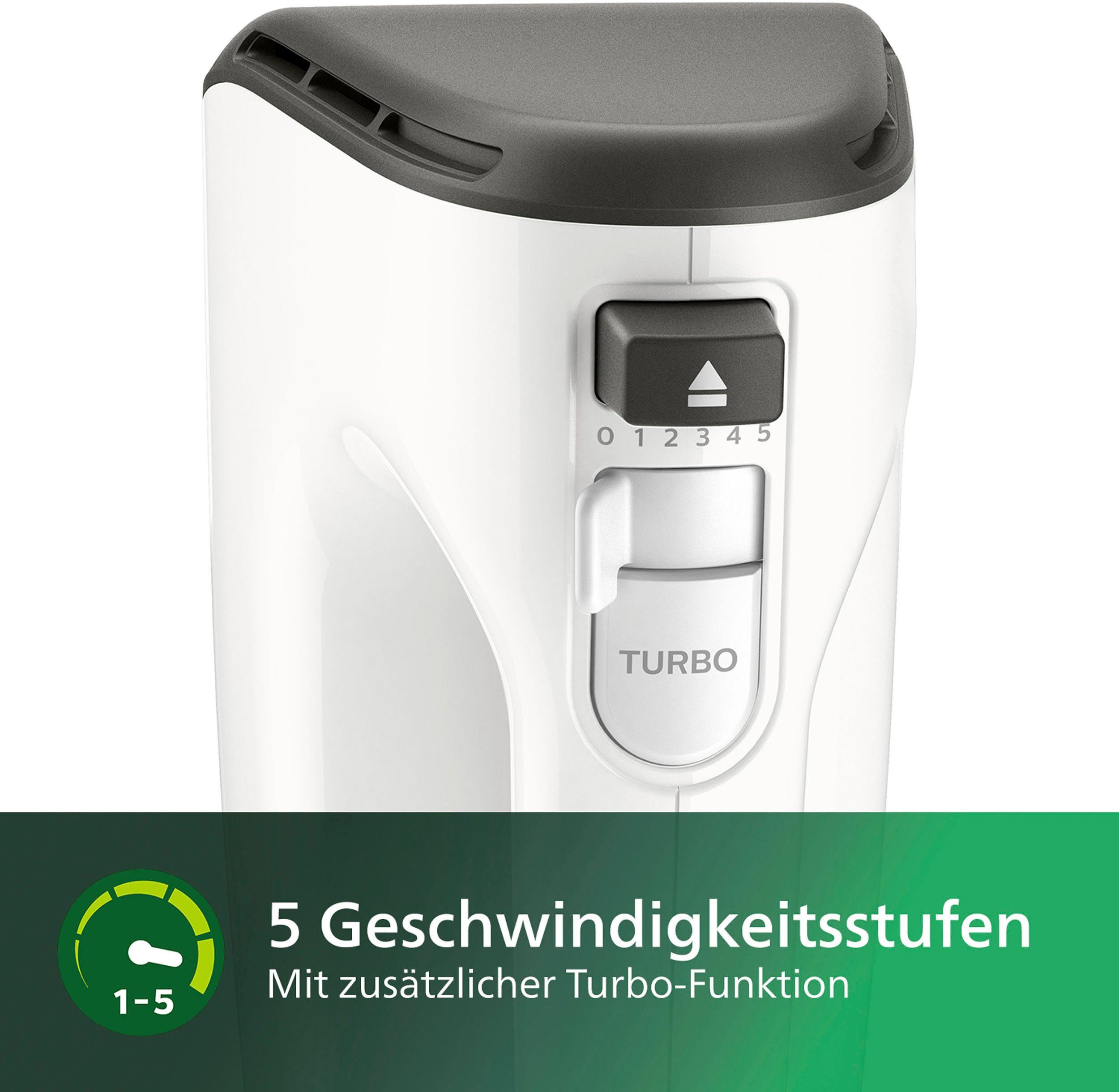 Philips Handmixer HR3741/00, 450 W, 5 Geschwindigkeiten plus Turbo