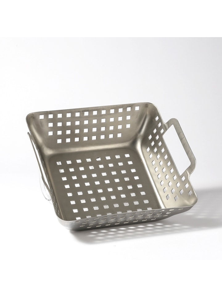 GAUMENKICK Gemüsekorb Grillschale Grillkorb Edelstahl H: 6,9cm in silber günstig kaufen onesize