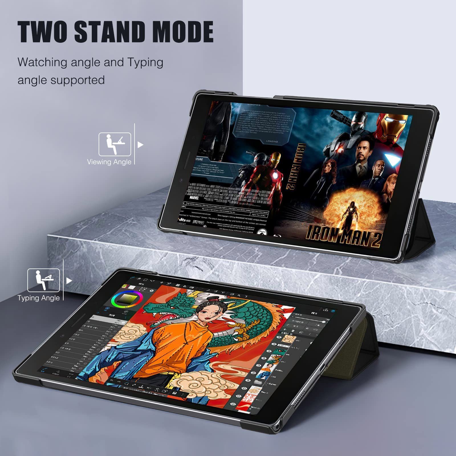Mutoy Tablet-Hülle Hülle für Samsung Galaxy Tab A8 mit Schutzfolie 10,5 Zoll (SM-X200/205)2022, Hochwertiges Standfunktion,Modische Praktische Smart Auto Schlaf/Wach Funktion, Schutzhülle Panzerglas Kompatibel mit Samsung Galaxy Tab A8 2021
