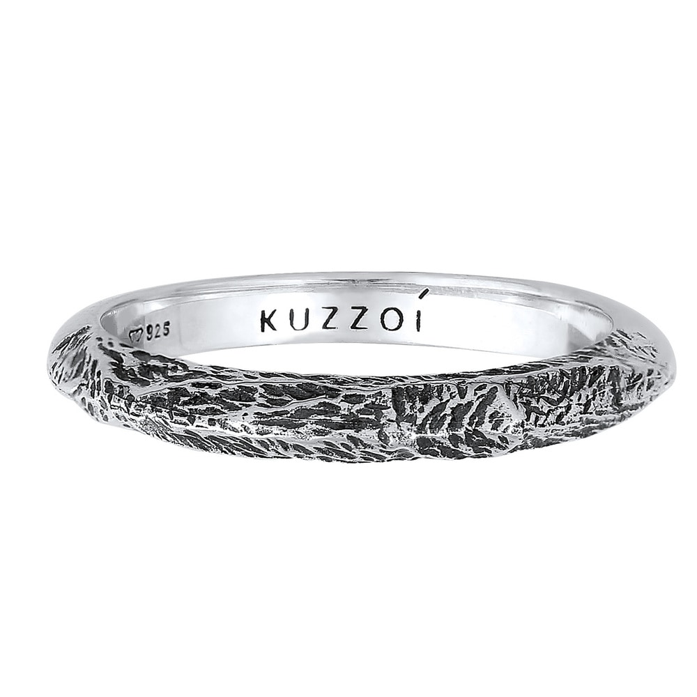 KUZZOI KUZZOI Bague Bague pour homme à anneau étroit d'aspect usagé Tendance solide en a Bague