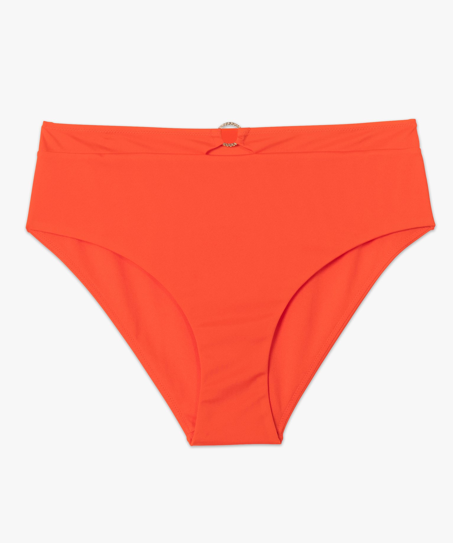 Bas de maillot de bain femme uni forme culotte taille haute rouge | GEMO
