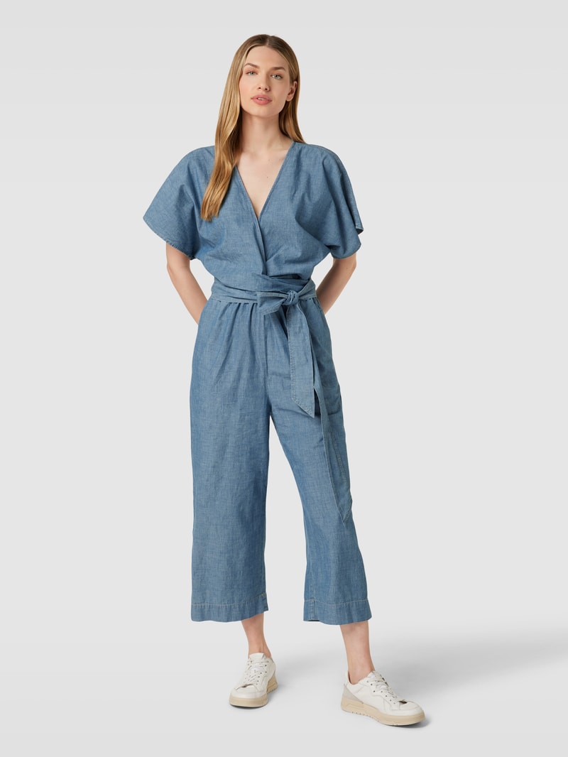 Jumpsuit aus Baumwolle mit Bindegürtel Modell 'LIGIANA' in jeans