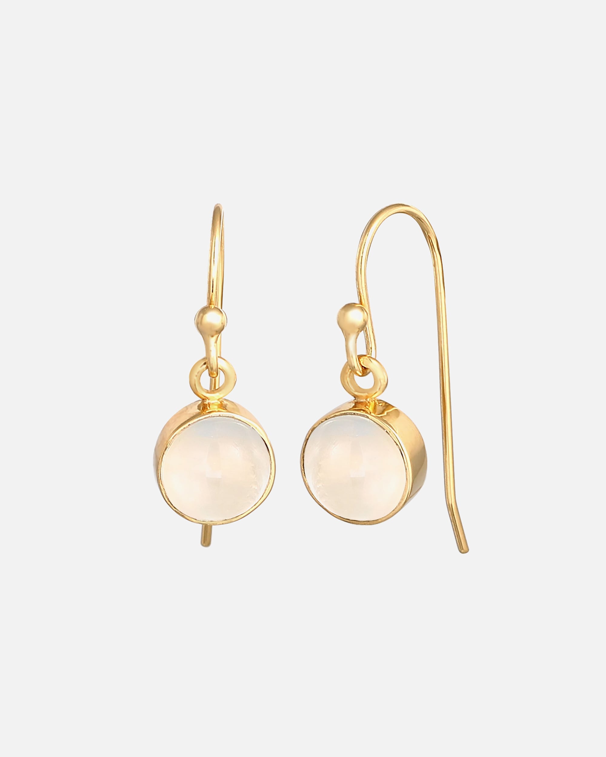 Orecchini da donna Elli, stile classico da blogger, con pietra di luna, in argento sterling 925 placcato oro.