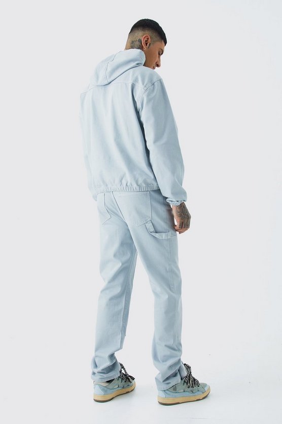 Tall kastiger Denim-Hoodie