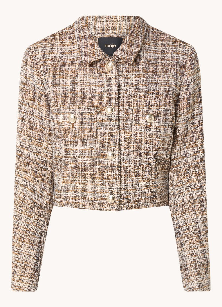 Maje cropped blazer with lurex and patch pockets