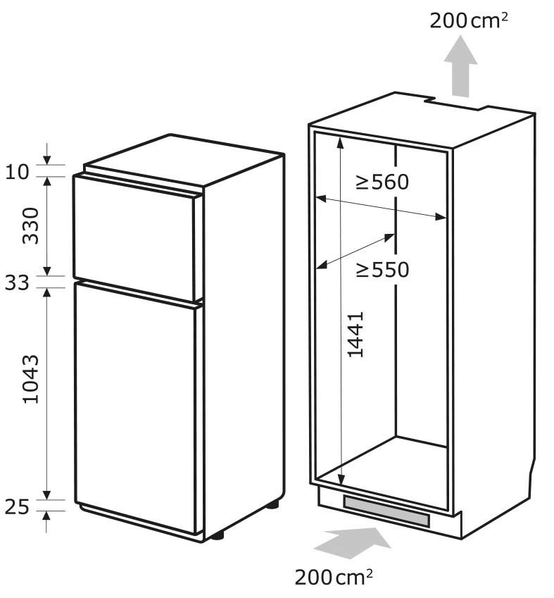 exquisit Einbaukühlgefrierkombination EKGC265-40-040F, 145,2 cm hoch, 54 cm breit