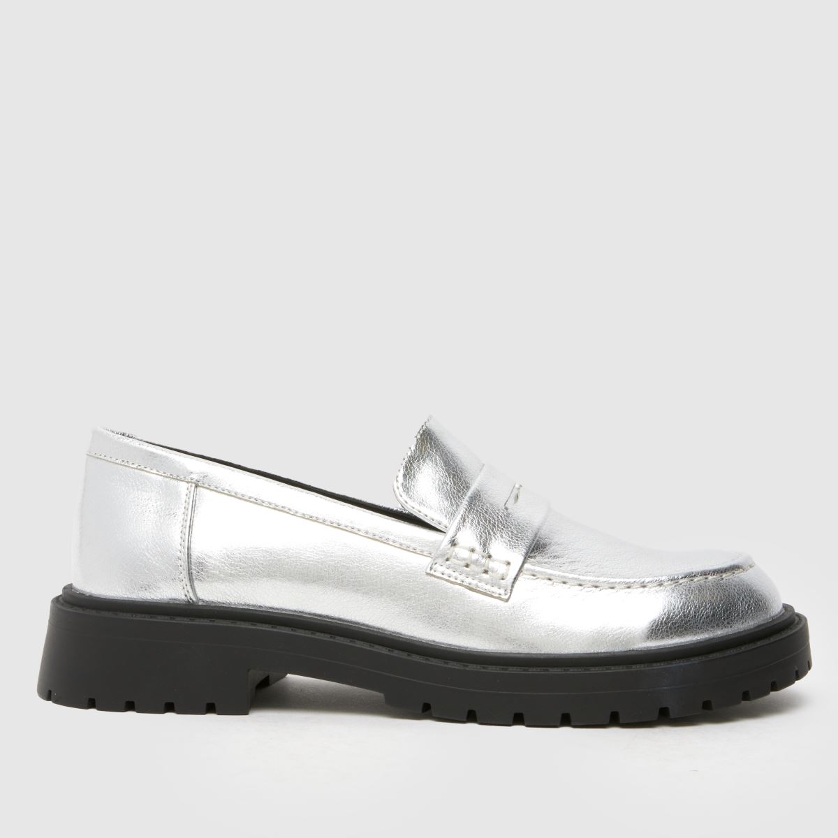 Schuh silverfärgade Lainey loafers flickor ungdomsskor