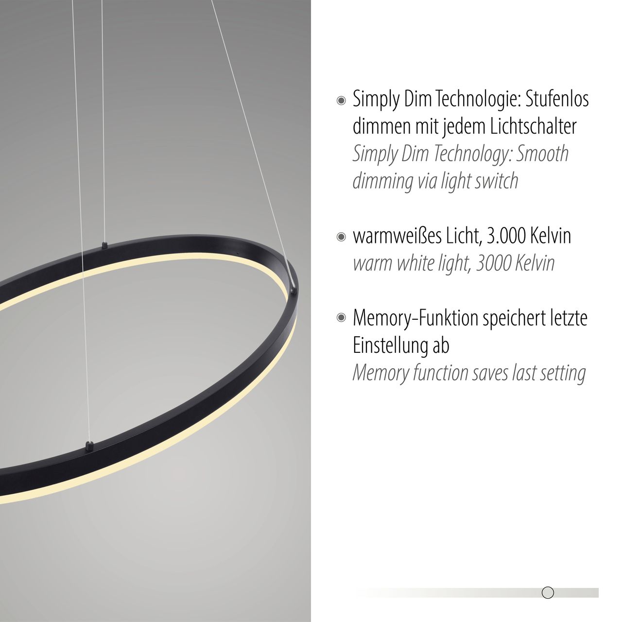 Paul Neuhaus LED Pendenleuchte TITUS, 1x LED-Board/38,00Watt, dimmbar, Anthrazit