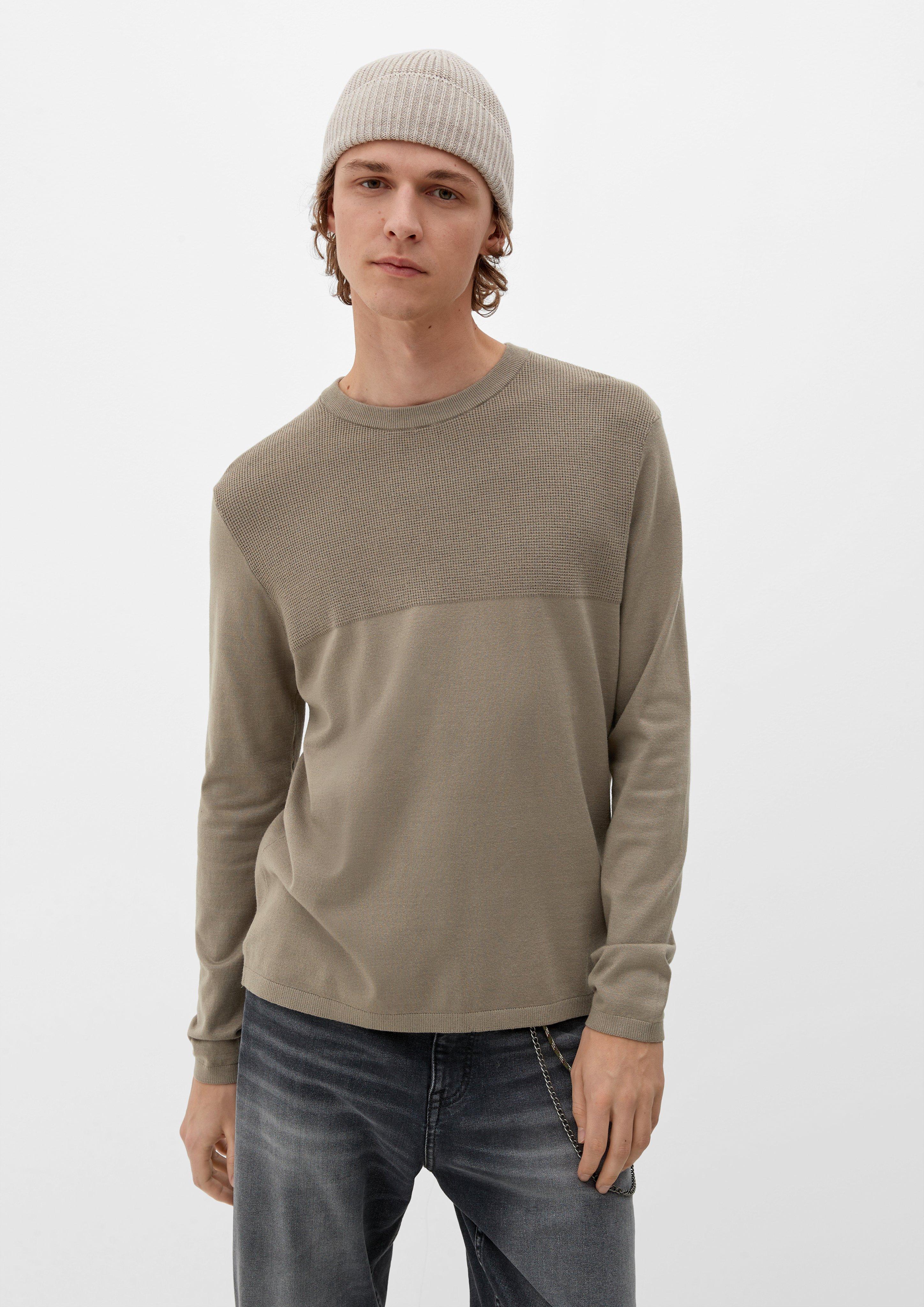Feinstrickpullover mit Rippblenden  2124149-8437