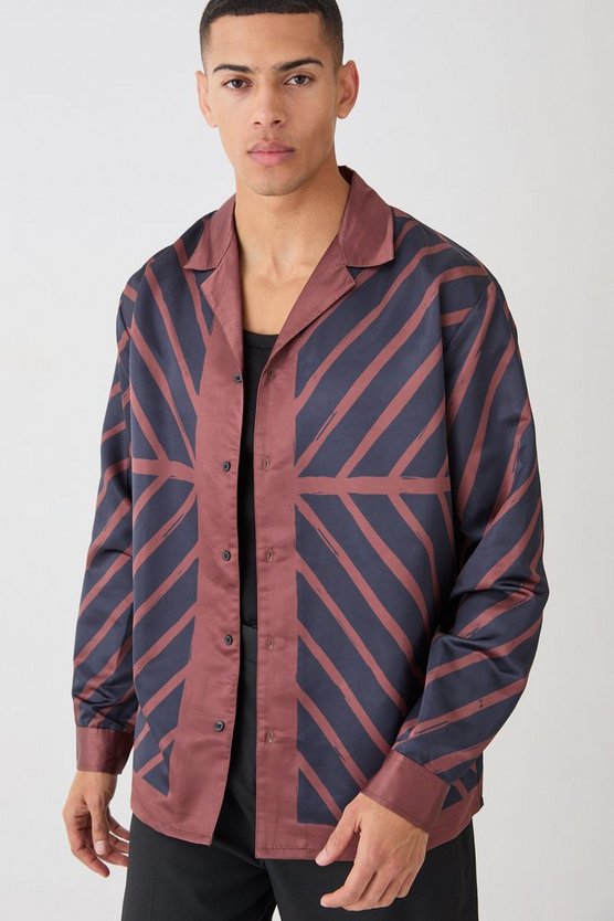 Langärmliges Oversize Satin-Hemd