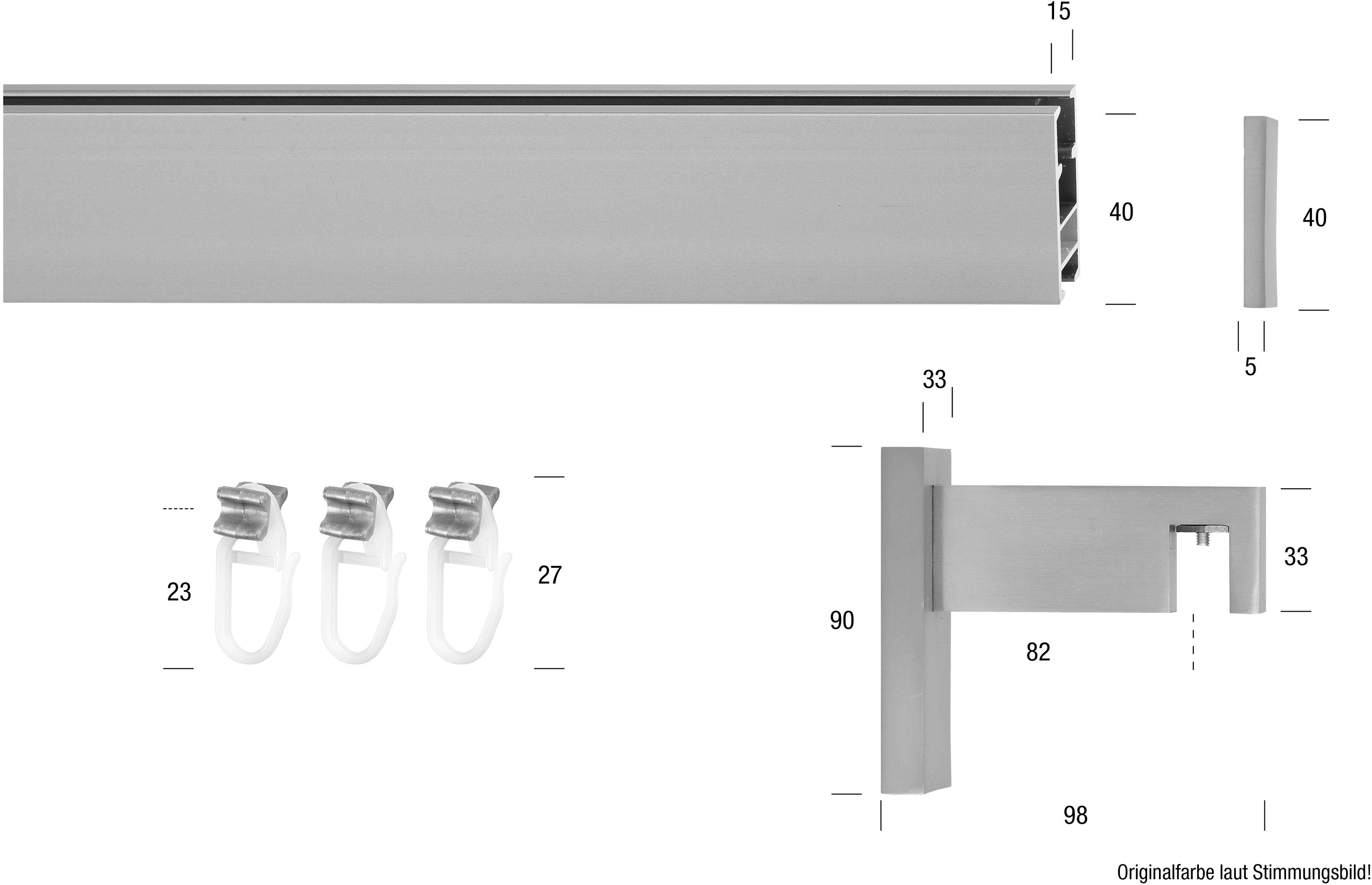 Innenlaufschiene FLAT, GARESA, 1-läufig, Wunschmaßlänge, verschraubt, Rechteckprofil, Wandmontage, perfekter Lauf, modern, verlängerbar