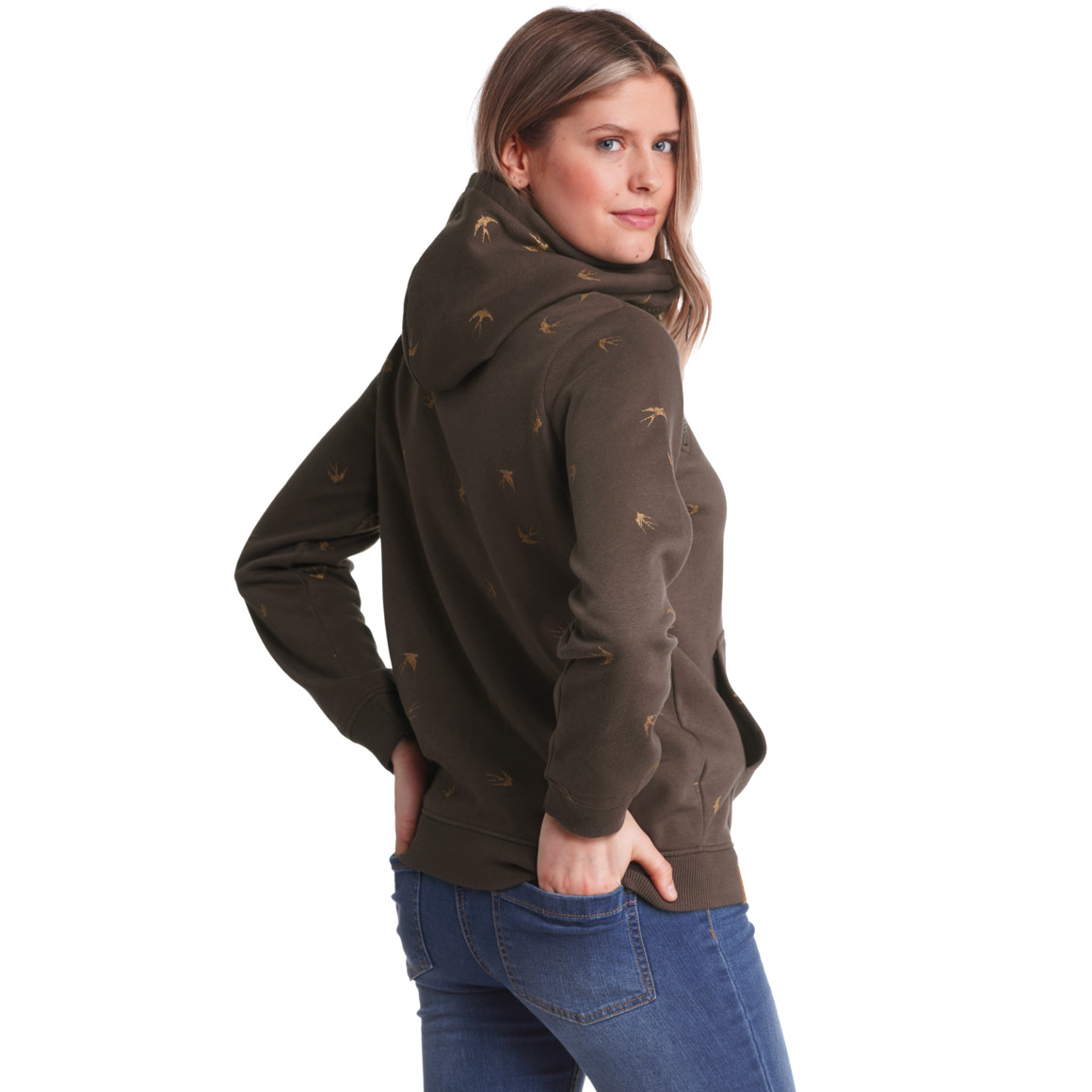 Damen Hoodie mit Schwalben-Allover