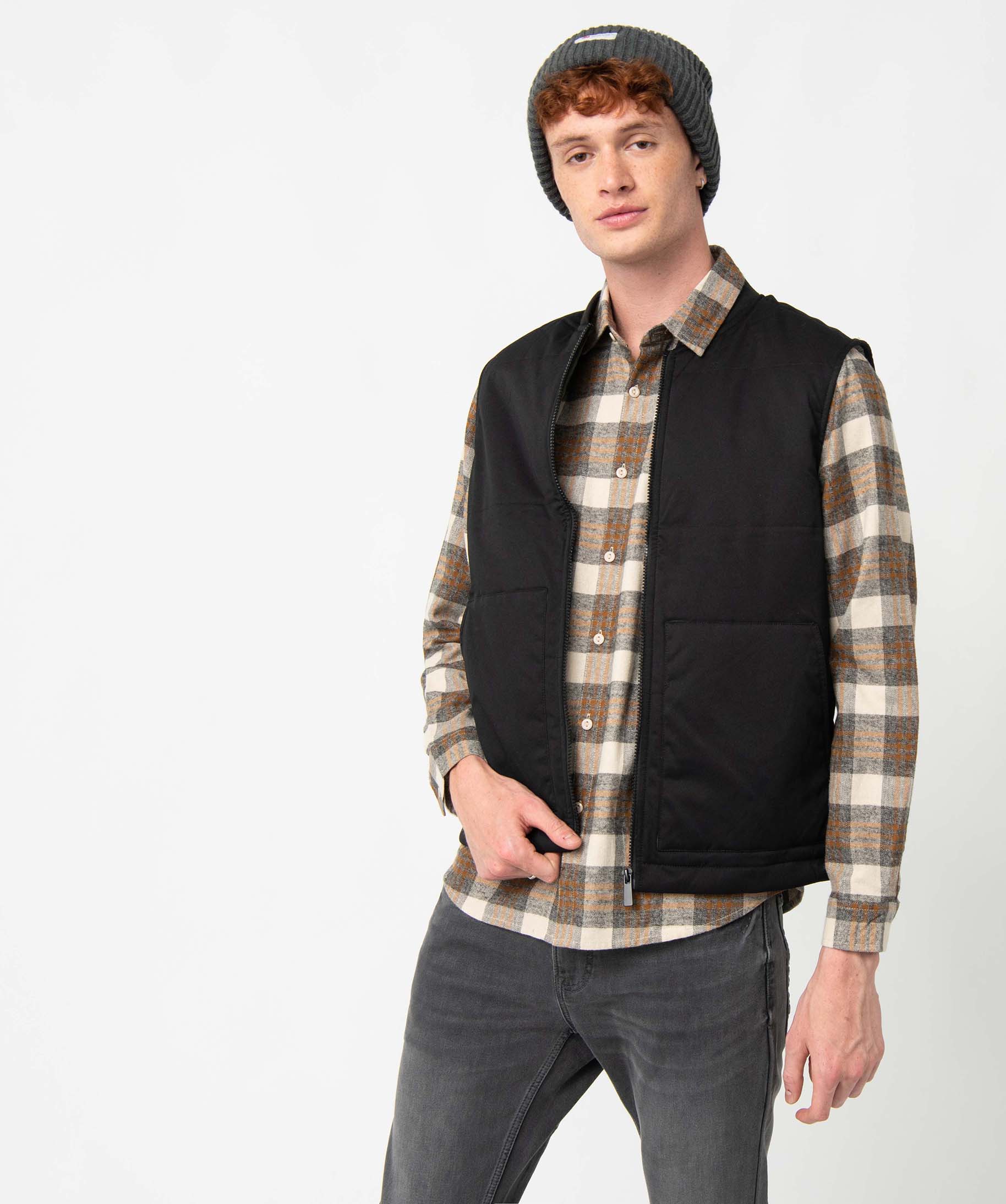 Blouson matelassée sans manches noir | GEMO