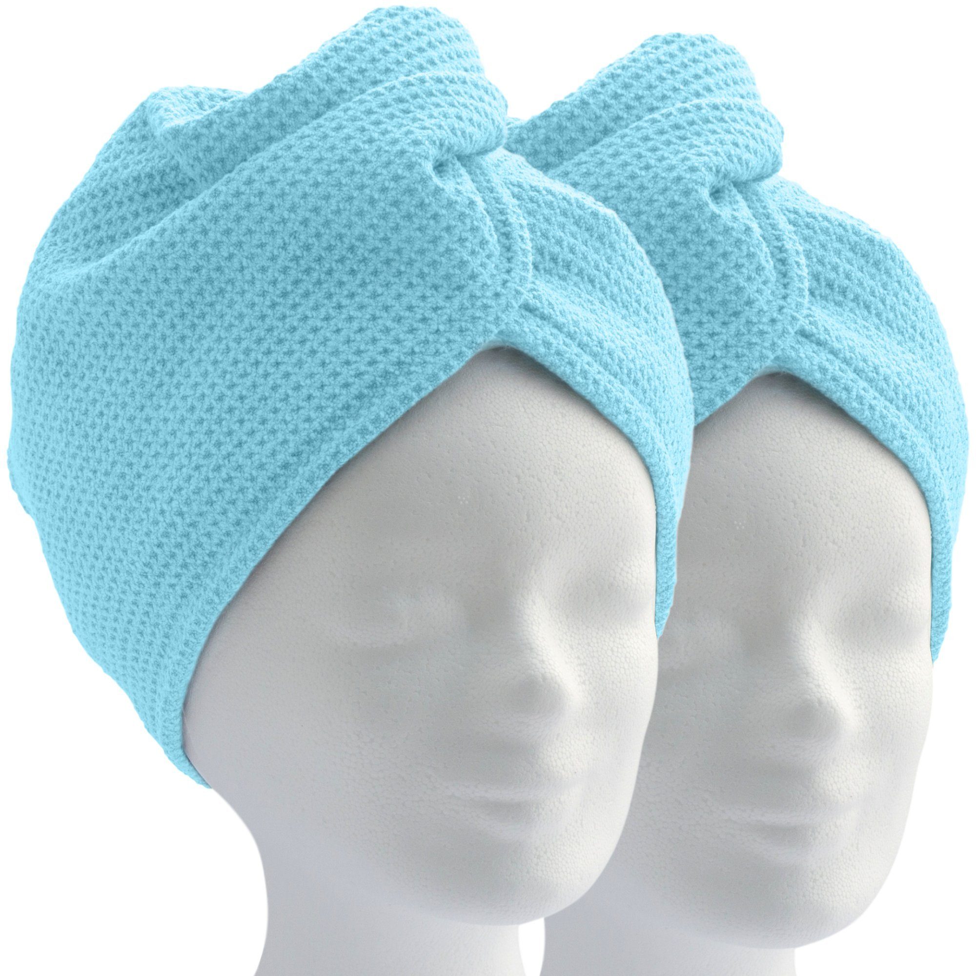 ELEXACARE Turban-Handtuch Haarturban mit Knopf, Mikrofaser (2-St), Turbanhandtuch mit Knopf und Schlaufe