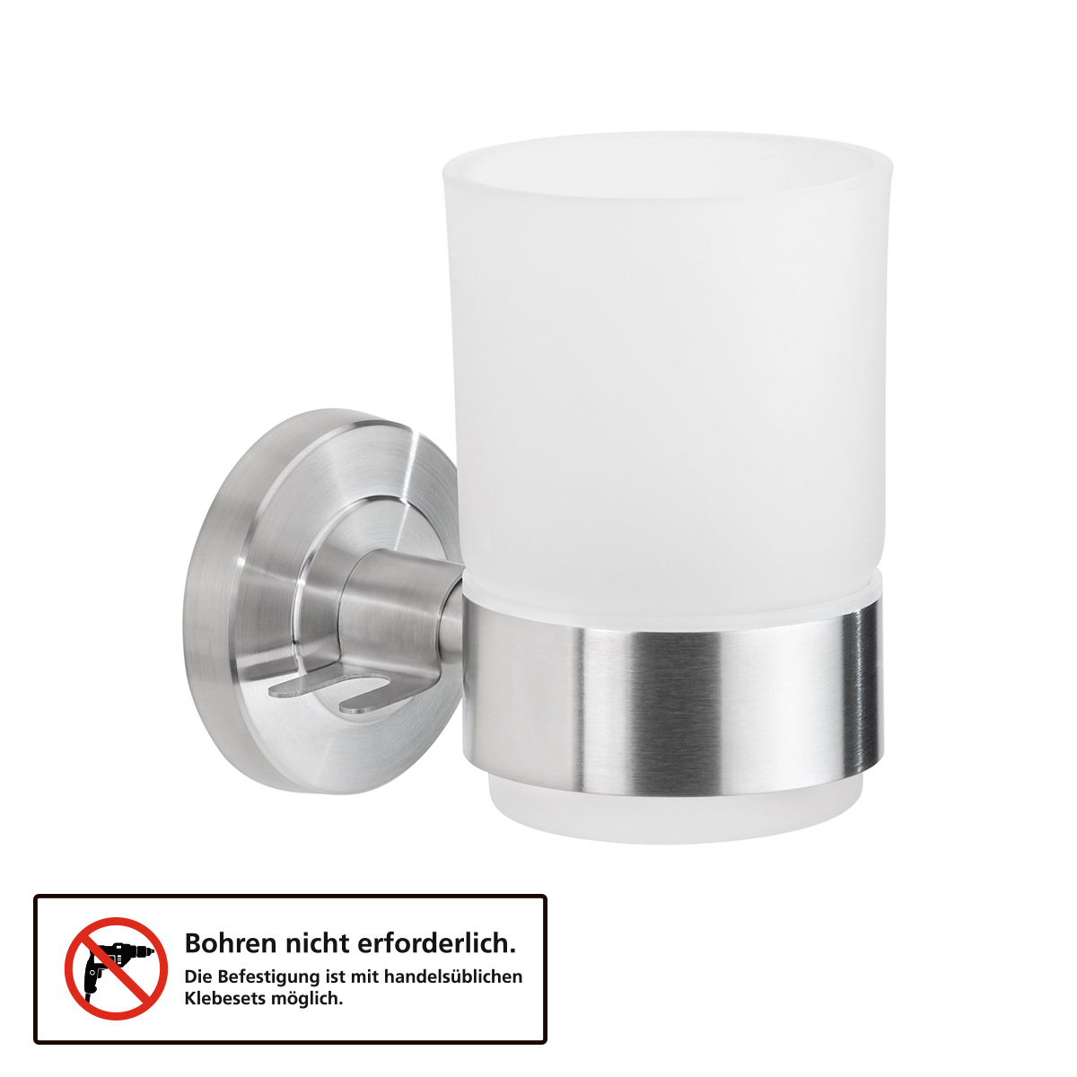 Weles AMARE Zahnputzbecher mit Wandhalter, silber