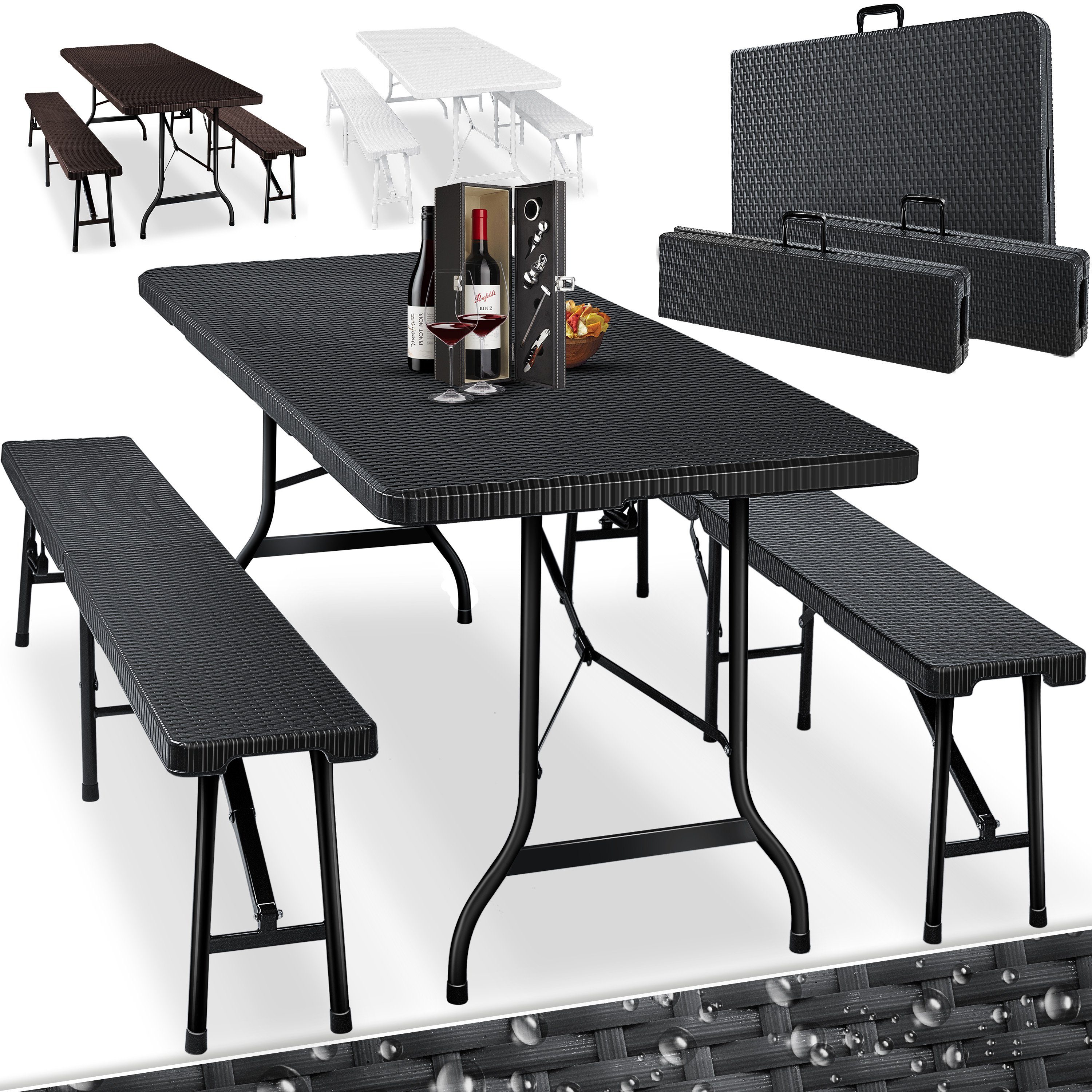 KESSER Bierzeltgarnitur, Bierzeltgarnitur 3-teilig Set, Tisch 2 Bank, für Drinnen