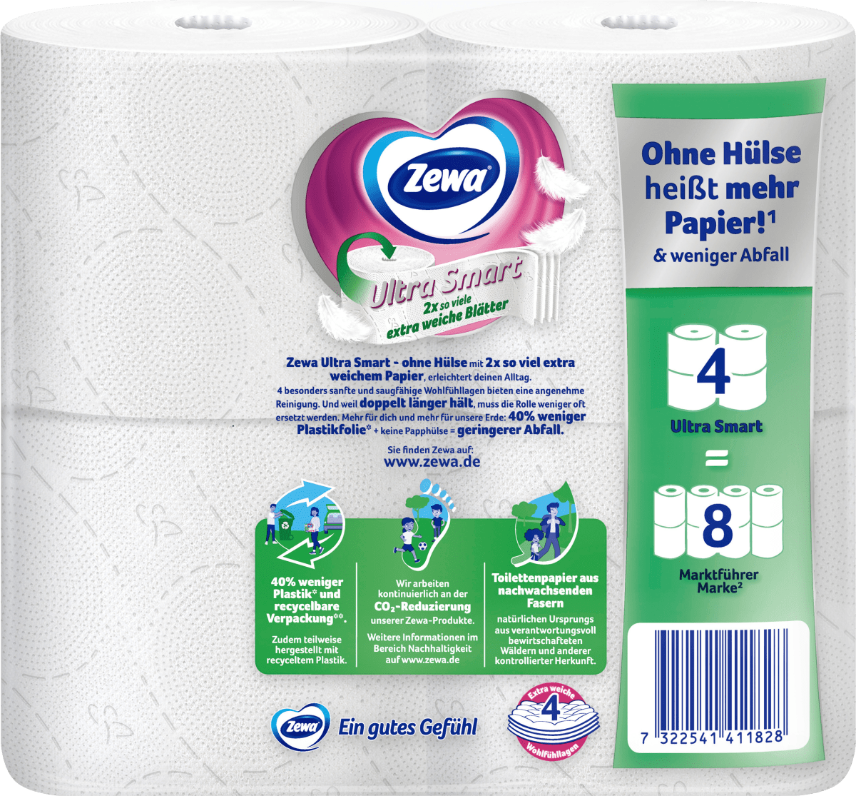 Toilettenpapier Ultra Smart 4-lagig (4x280 Blatt), 4 St