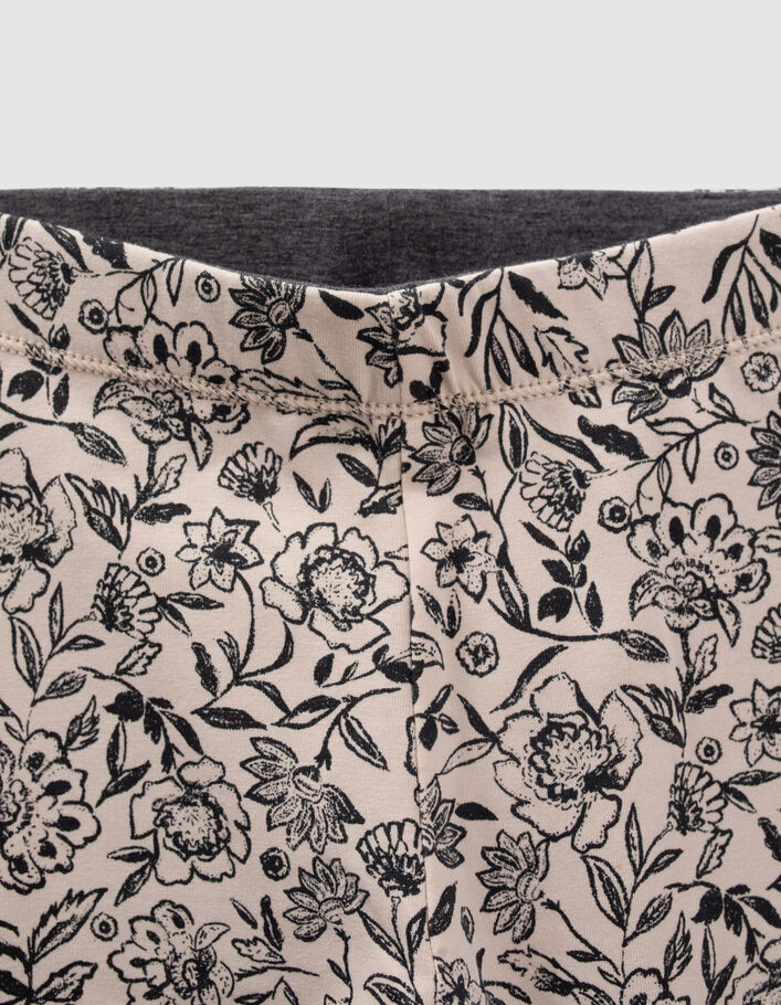 Leggings réversible imprimé fleurs et gris fille