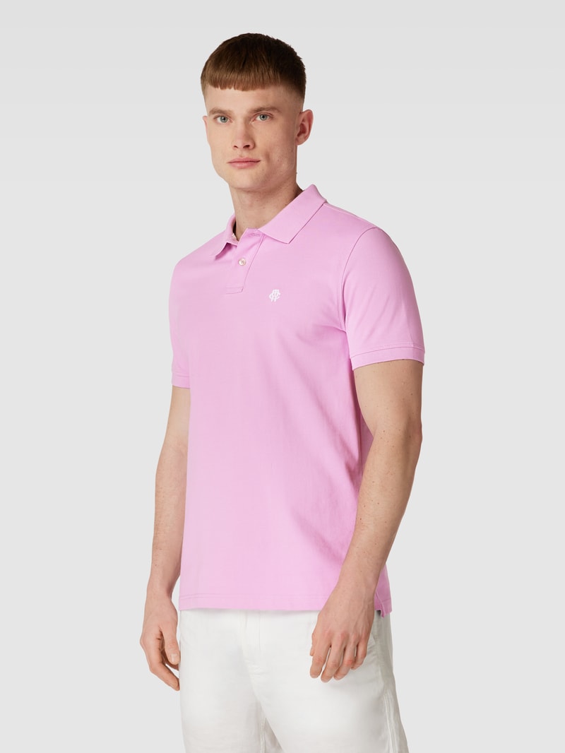 Poloshirt mit Logo-Stitching in rosa