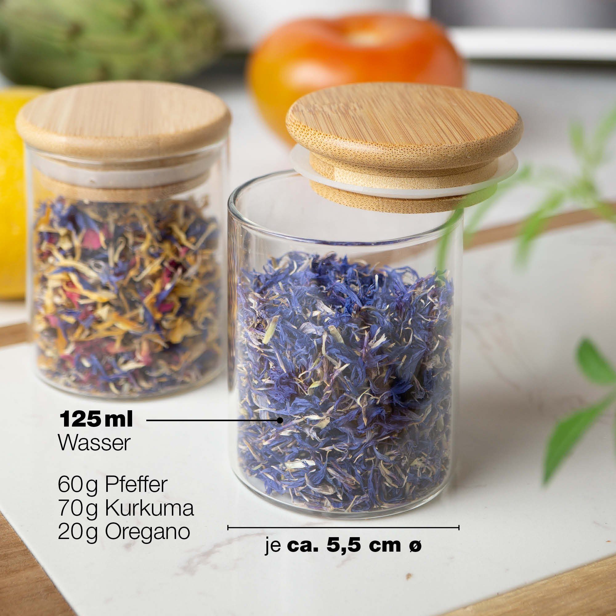 Moritz & Moritz Gewürzbehälter Gewürzgläser rund, Glas, (12er Set), Luftdichte Gewürzgläser rund für Gewürze