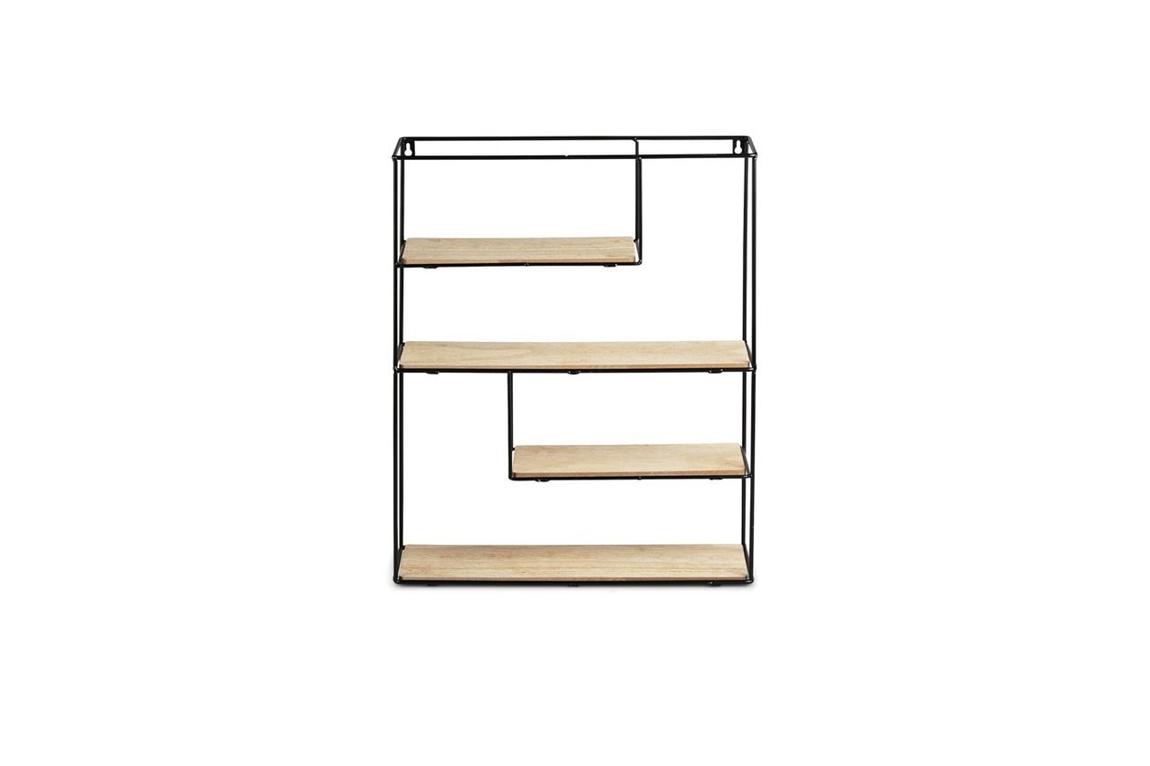 Lifa Living Wandregal Bilbao aus Holz und Metall, 55 x 45 x 11 cm