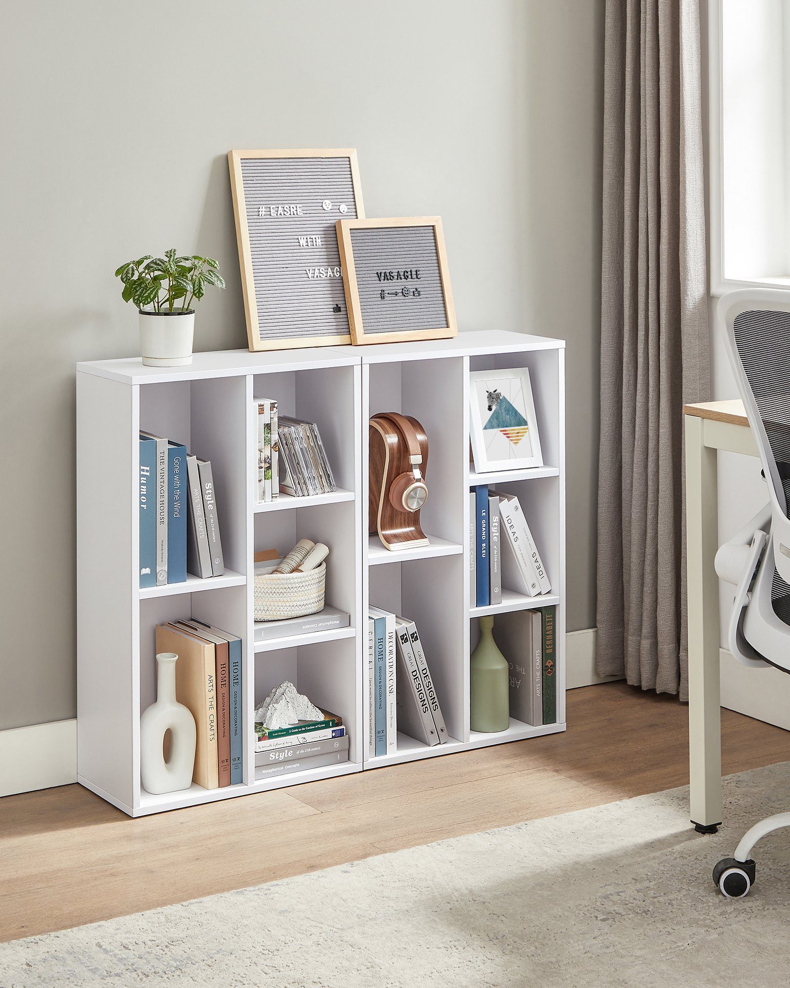 VASAGLE Bücherregal Standregal, mit 5 Fächern, 24 x 50 x 80 cm