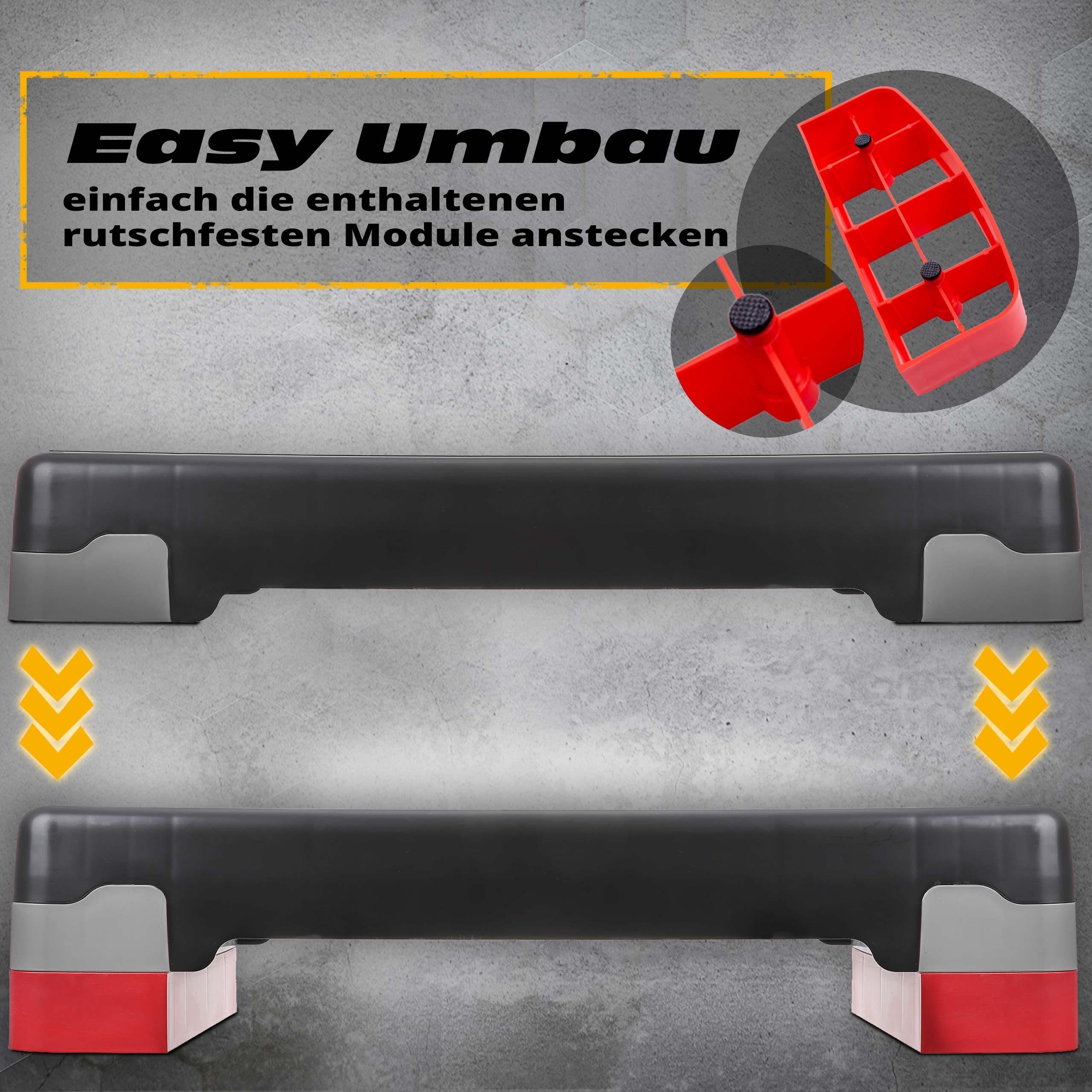 ScSPORTS® Stepper Stepper Aerobic Höhenverstellbar 2 Stufen mit Matte Steppbrett Fitness