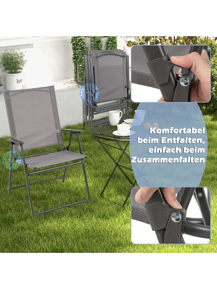 COSTWAY 2er Set Gartenstühle in Grau günstig kaufen onesize