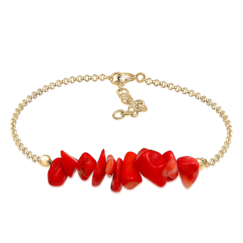 Elli Elli Bracelet Maritime Tendance Corail Rouge Bracelet Femme  Plaqué Or Argent (92 Bracelet