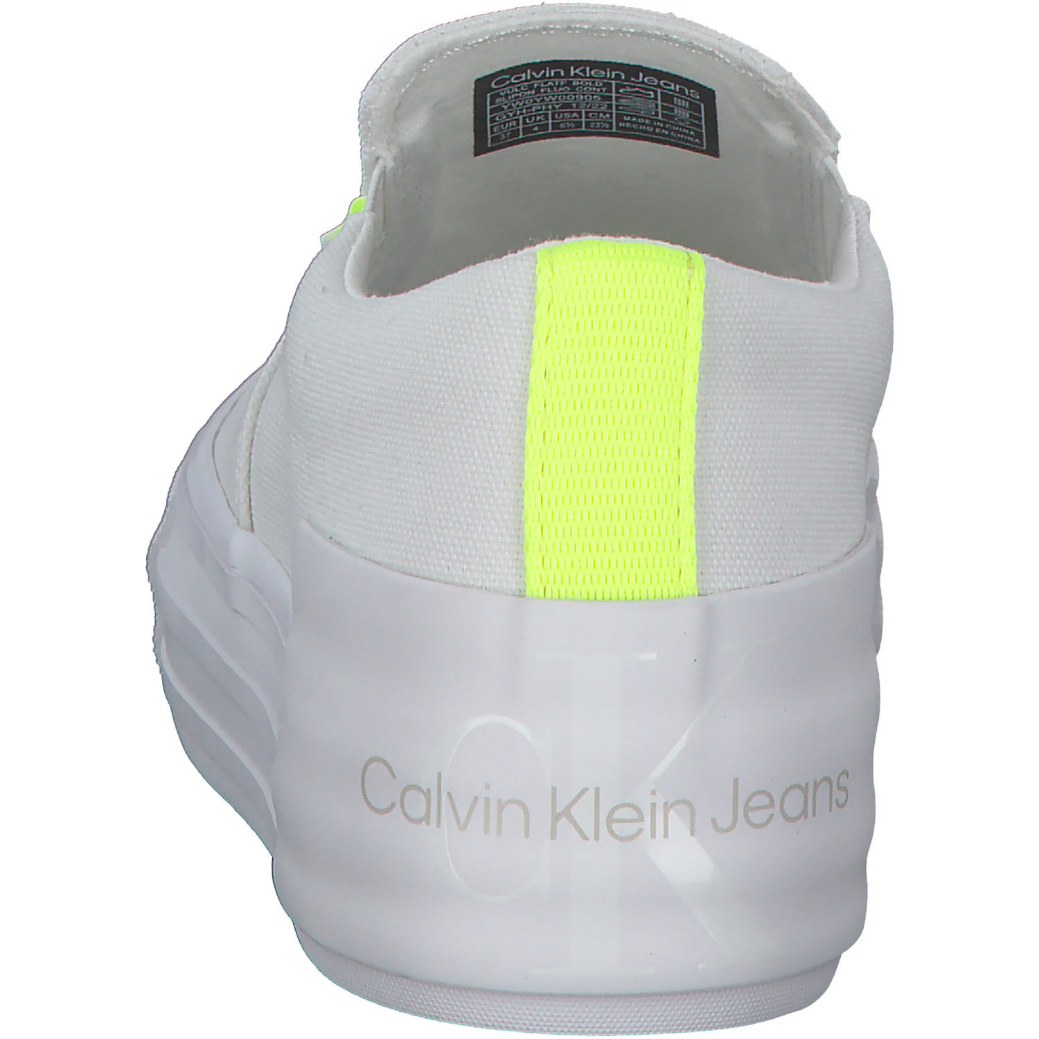 Calvin Klein YW0YW00905, Slipper, Damen, White/ Saftey Yellow