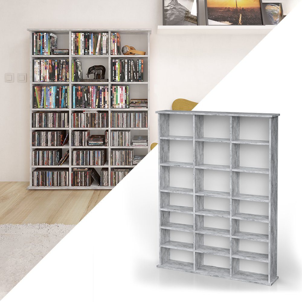 Vicco CD-Regal Medienregal CD DVD Bluray Regal Standregal JUKEBOX Beton