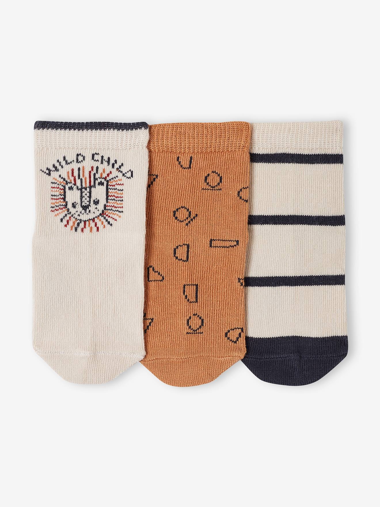 Vertbaudet 3er-Pack Jungen Baby Socken Oeko-Tex - sandfarben