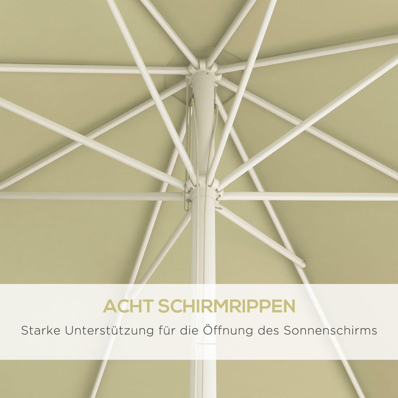 Outsunny 2,5 x 2,5 m Höhenverstellbarer Sonnenschirm mit 8 Streben für Garten