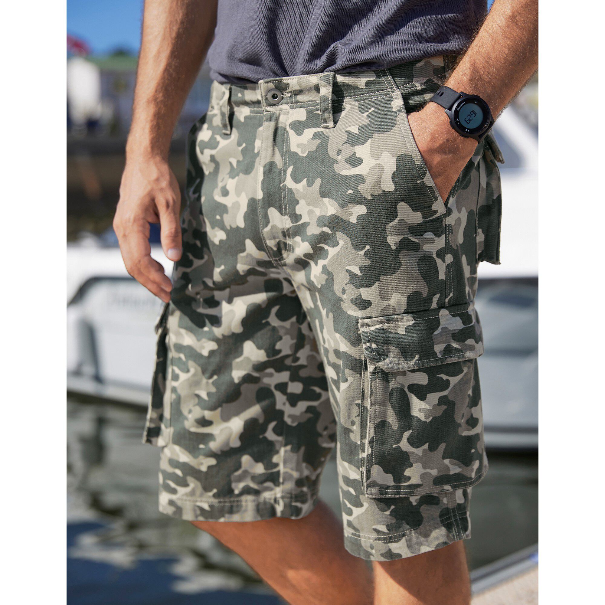 Bermuda toile imprimé camouflage