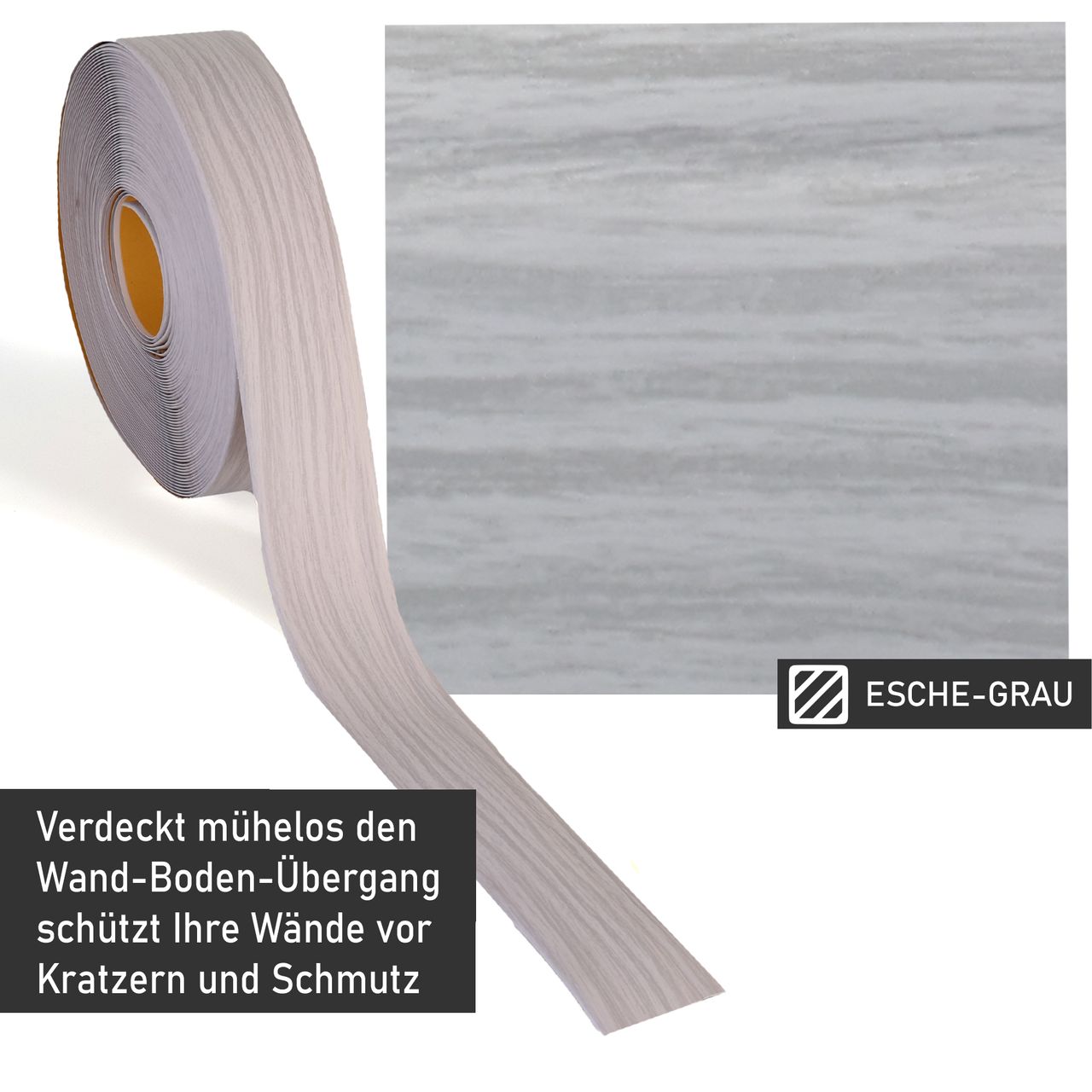 Lemodo Weichsockelleiste esche-grau, 5m Rolle