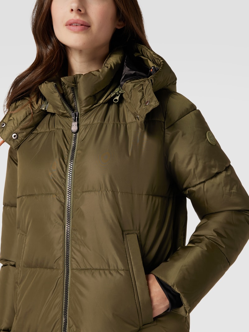 Mantel mit Label-Patch Modell 'Colette' in olivgrün