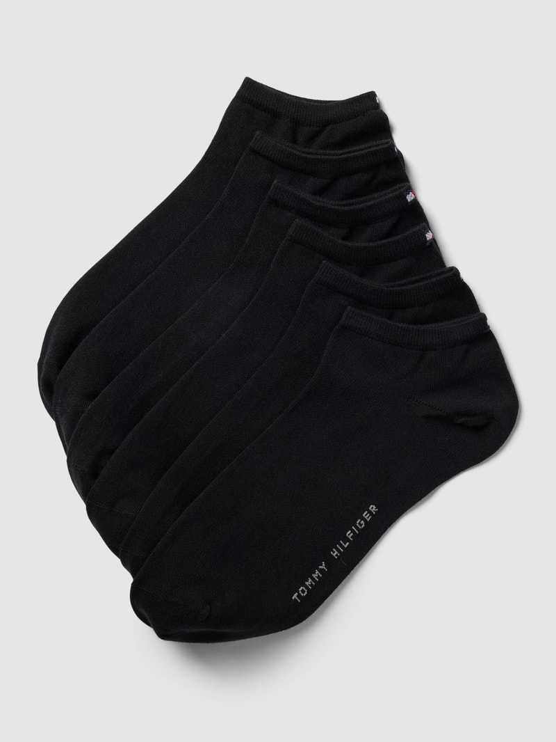 Sneakersocken mit Label-Details im 6er-Pack in schwarz