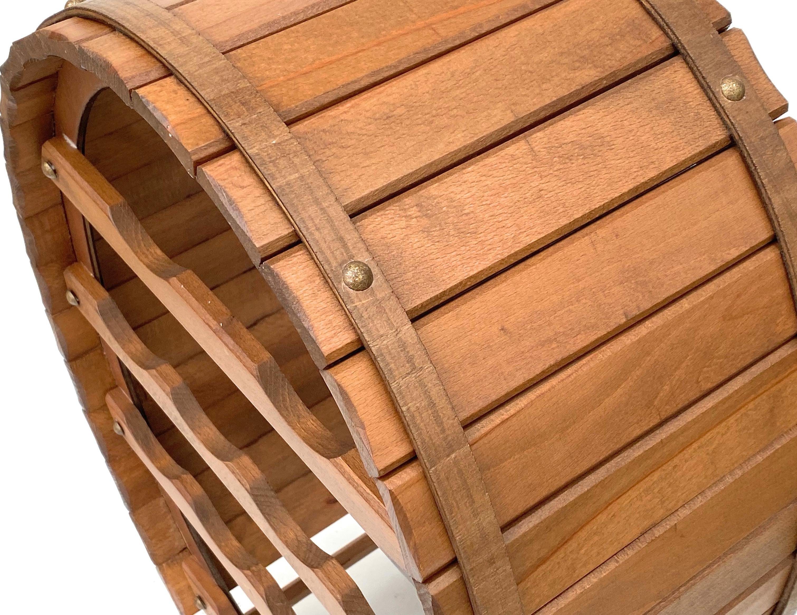 DanDiBo Weinregal Weinregal Holz Stehend Weinfass 12 Flaschen Braun gebeizt Flaschenregal Flaschenhalter Fass