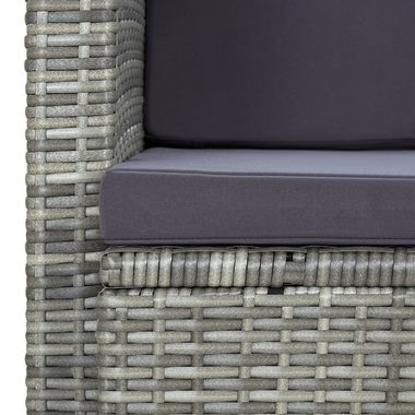 vidaXL Loungesofa 2-Sitzer-Gartensofa mit Auflagen Grau Poly Rattan, 1 Teile