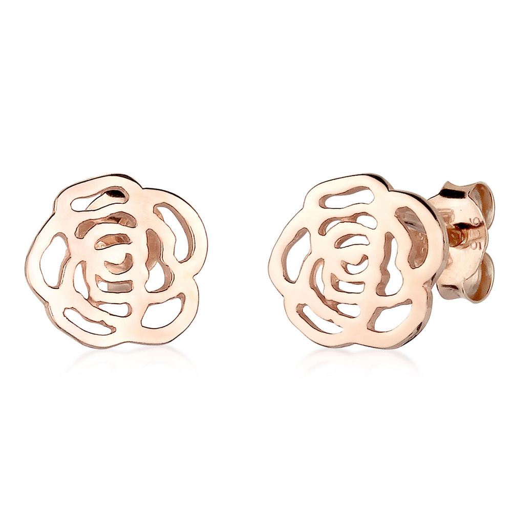 Elli Elli Boucles d'Oreilles Rose Blume Cut Out Floral Romantik rosé vergoldet Boucles d'oreilles