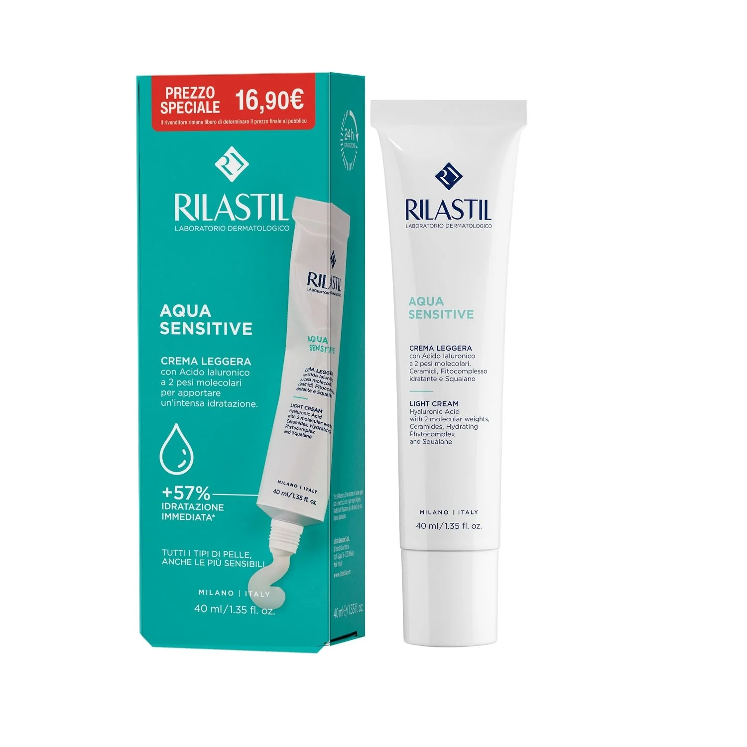 Aqua Sensitive – Leichte Creme – 24-Stunden-Feuchtigkeitspflege fürs Gesicht