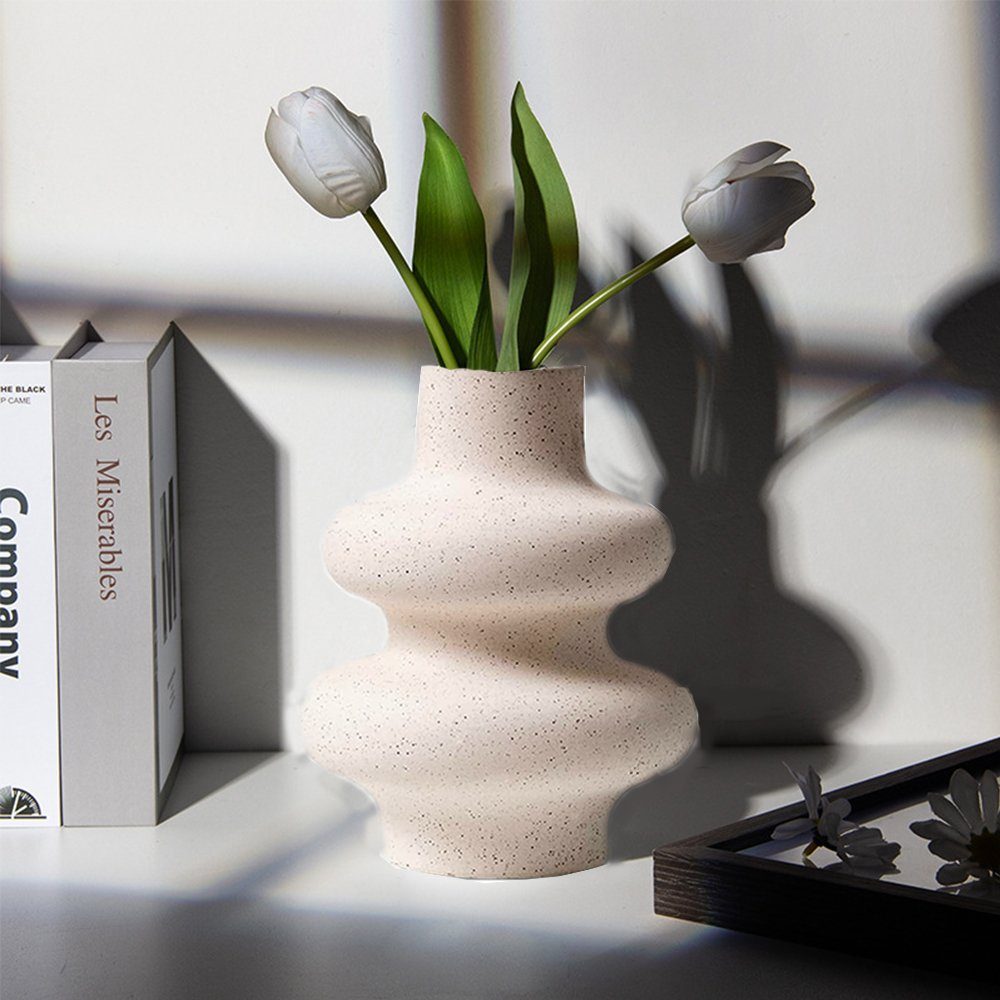 zggzerg Dekovase Vase Für Pampasgras Beige, Spiral Geformter Mit Loch Keramik Vase