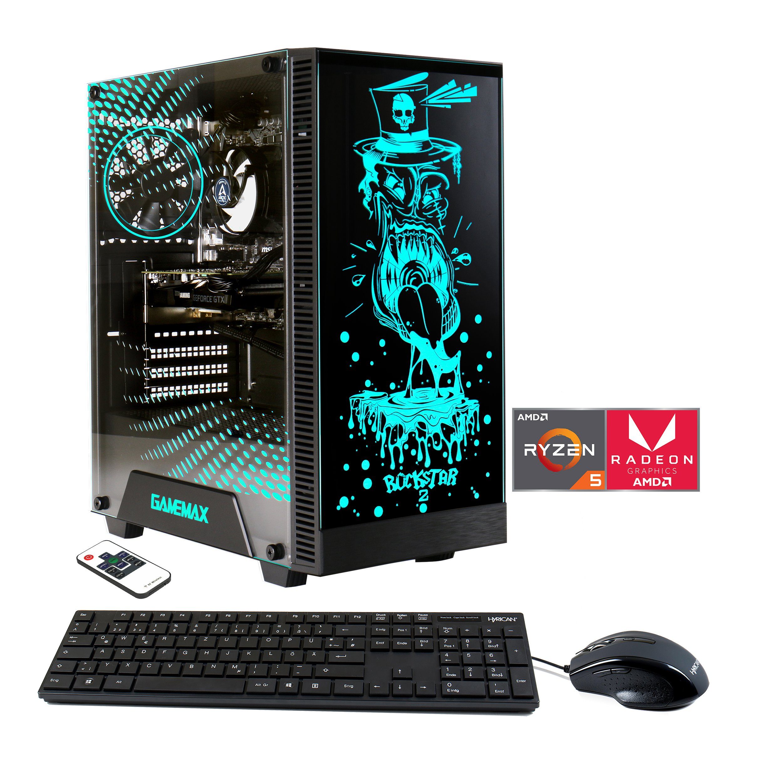 Hyrican Rockstar 6735 Gaming-PC (AMD Ryzen 5 5600G, Radeon Graphics, 16 GB RAM, 1000 GB SSD, Luftkühlung, Windows 11)