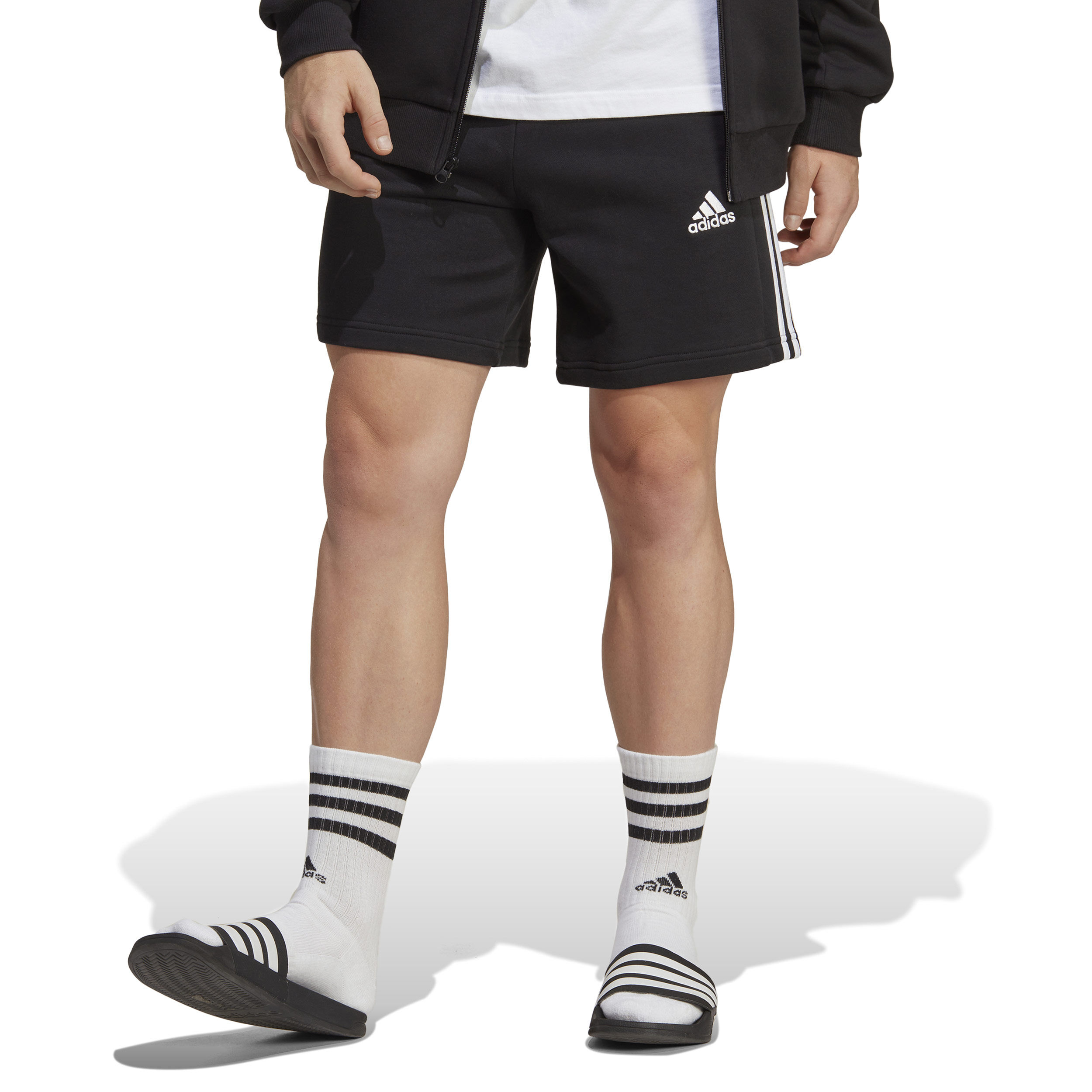 3 Stripes French Terry Shorts Herren - Schwarz, Weiß