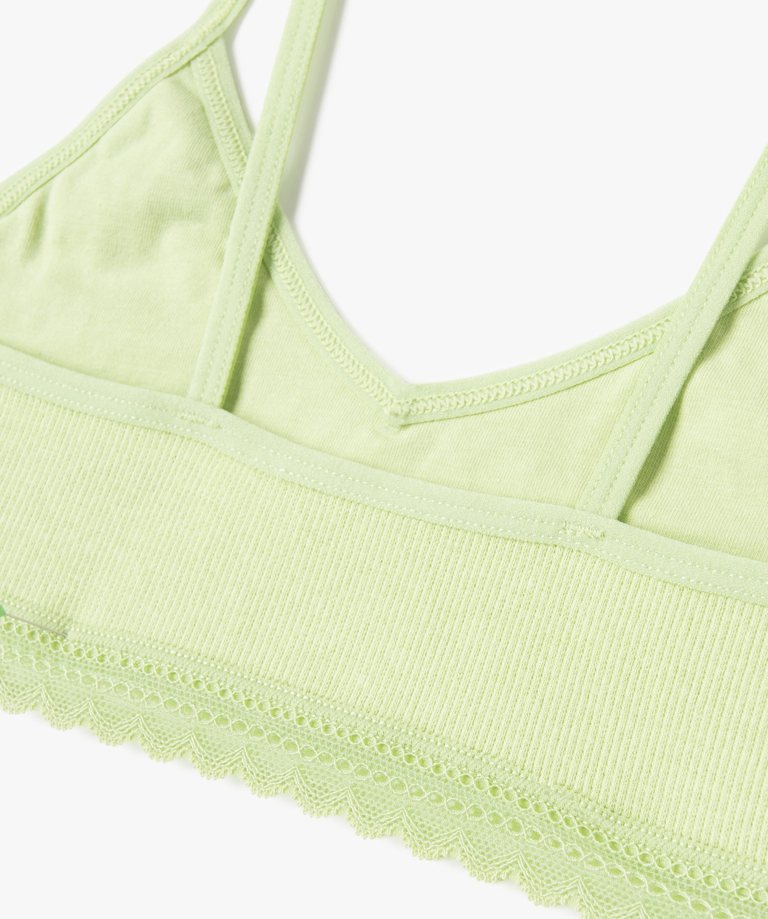 Brassière à fines bretelles en maille ctelée fille vert clair | GEMO